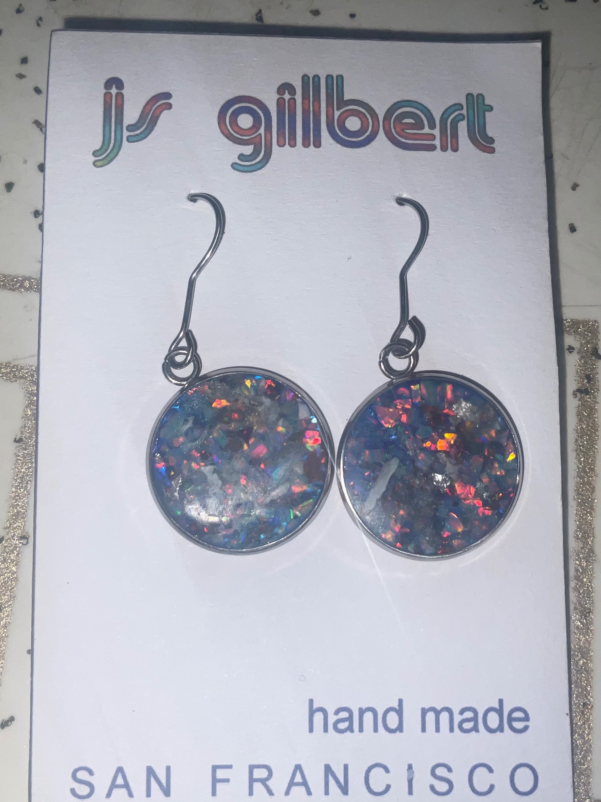 Mosaic Opal Disk dangle earrings product image (1)