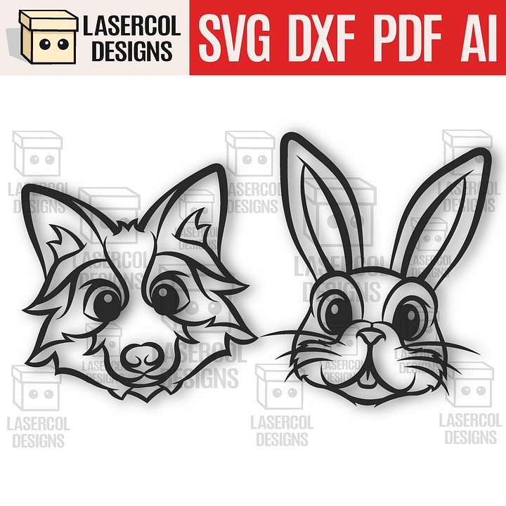 Cute Fox and Bunny Wall Art - Laser Cut Files product image (1)