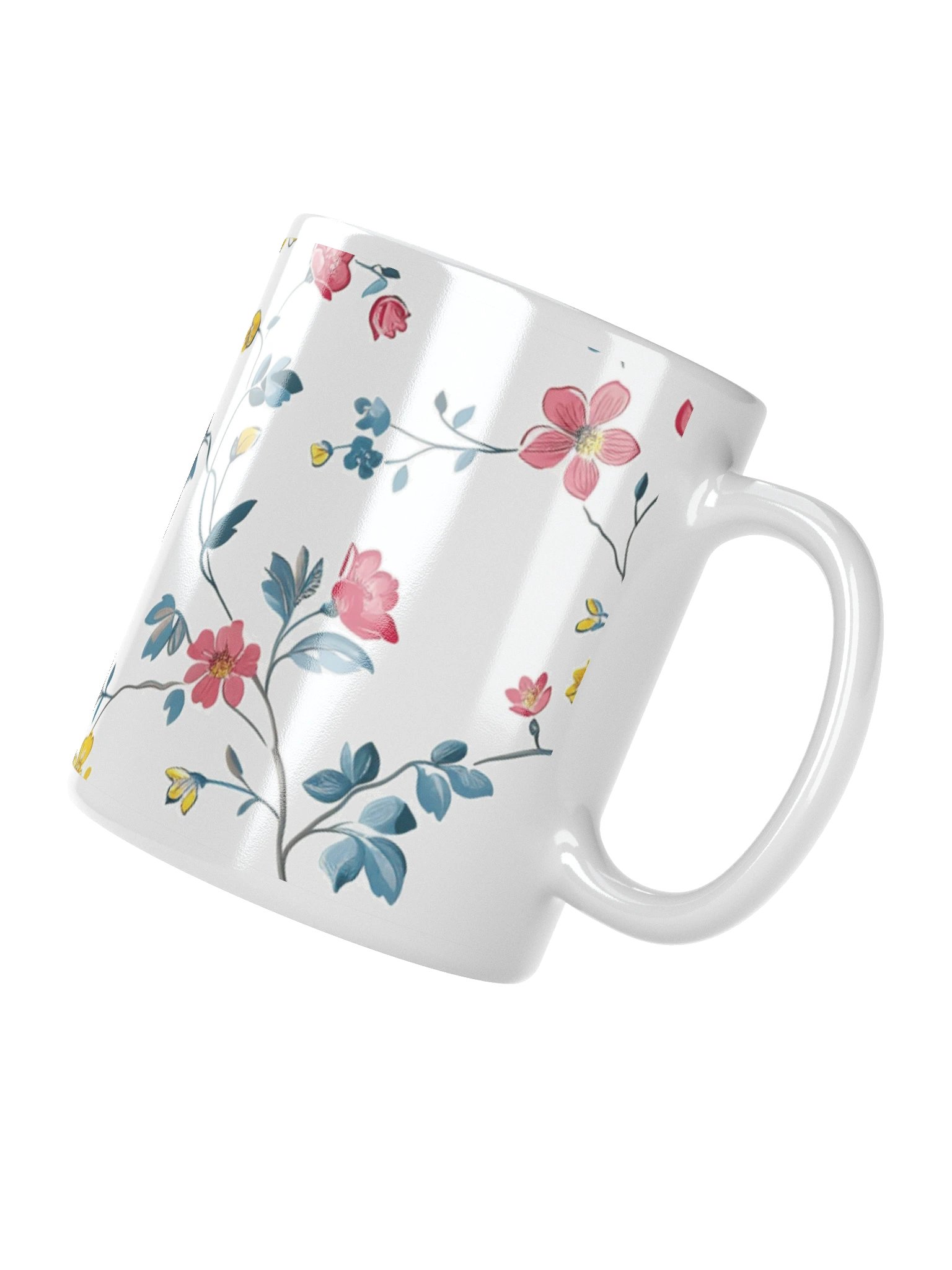 Multicolor Floral White Glossy Ceramic Mug by Treasure Pie product image (5)