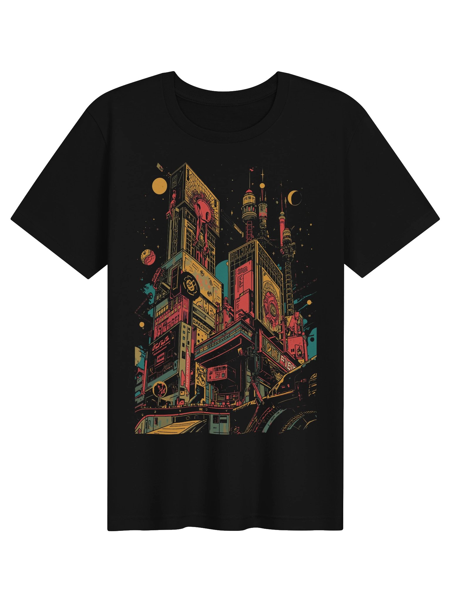 Retro-Futurist Neon Cityscape Lightweight T-Shirt product image (1)