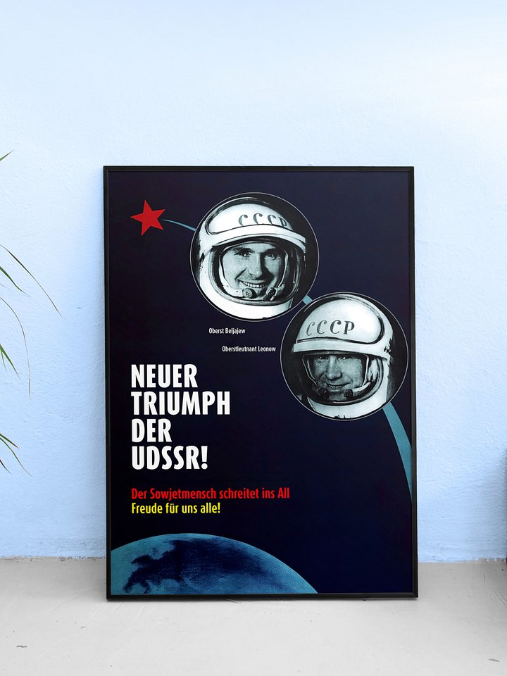 Neuer Triumph Der UDSSR!, GDR/USSR 1965 — Soviet vintage space art poster, soviet retro poster product image (1)