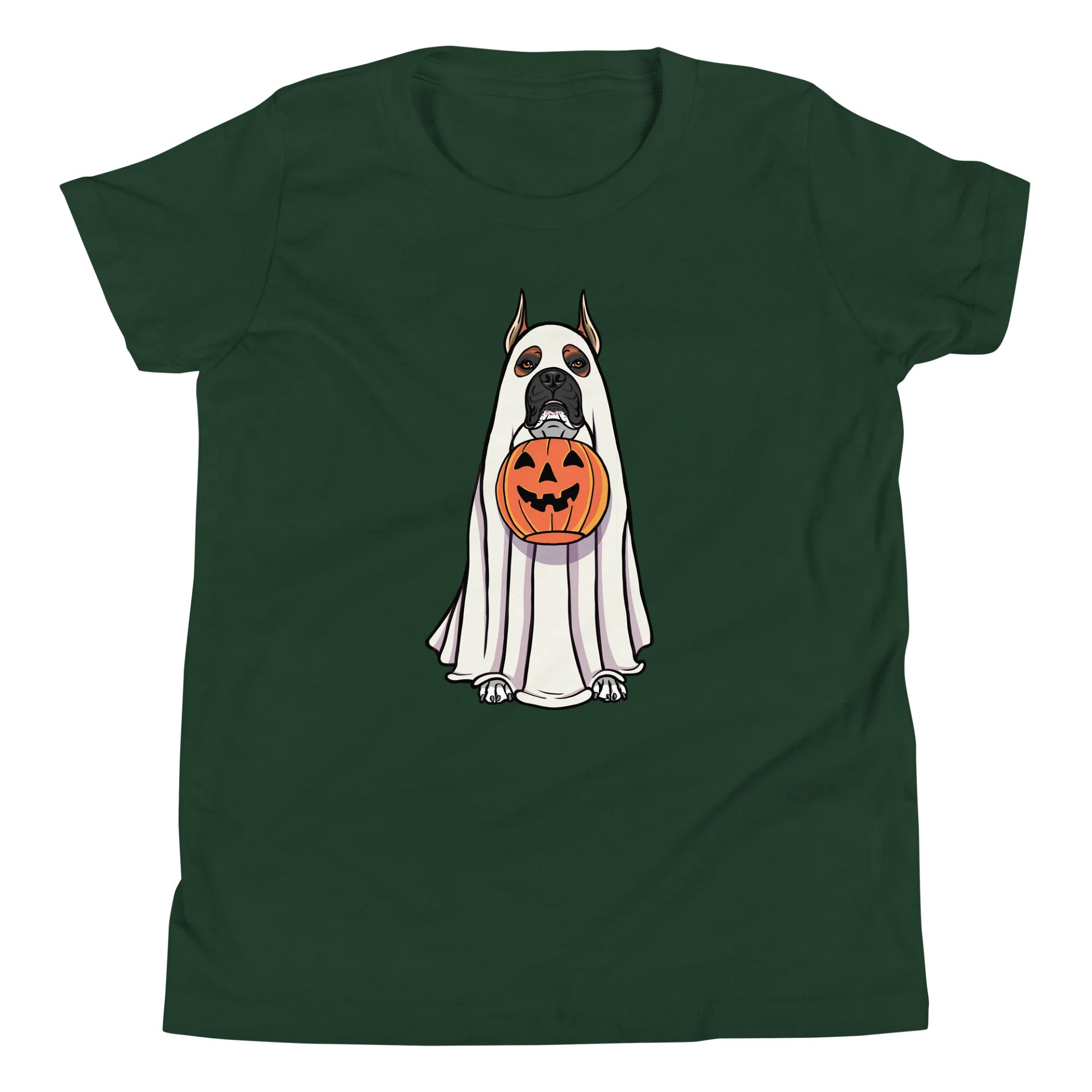 Halloween Boxer(Red, Black Mask, Cropped Ears) Youth T-Shirt product image (5)