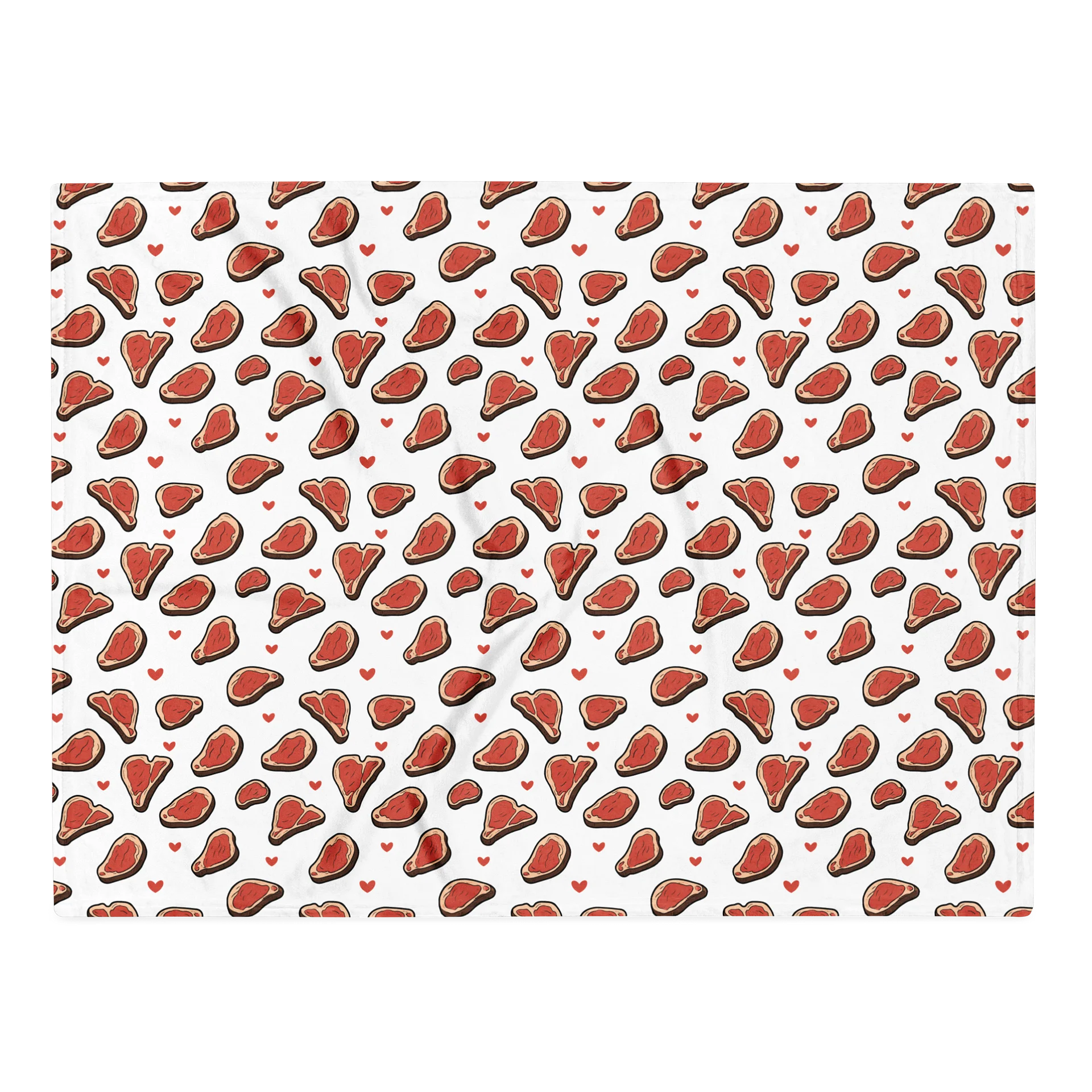 Steak & Hearts White Throw Blanket product image (1)