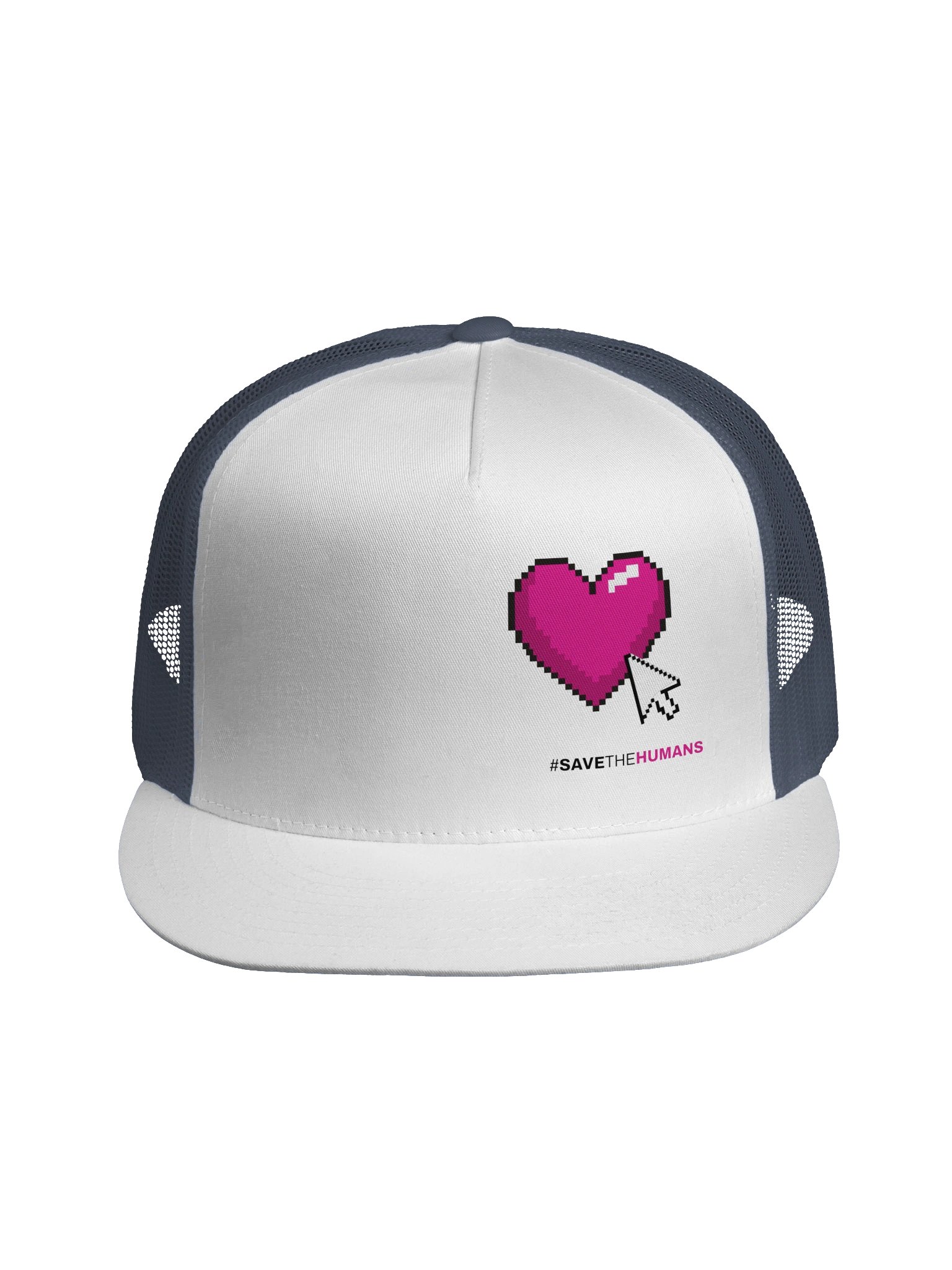 Pixel Heart Trucker Cap — White & Navy product image (4)