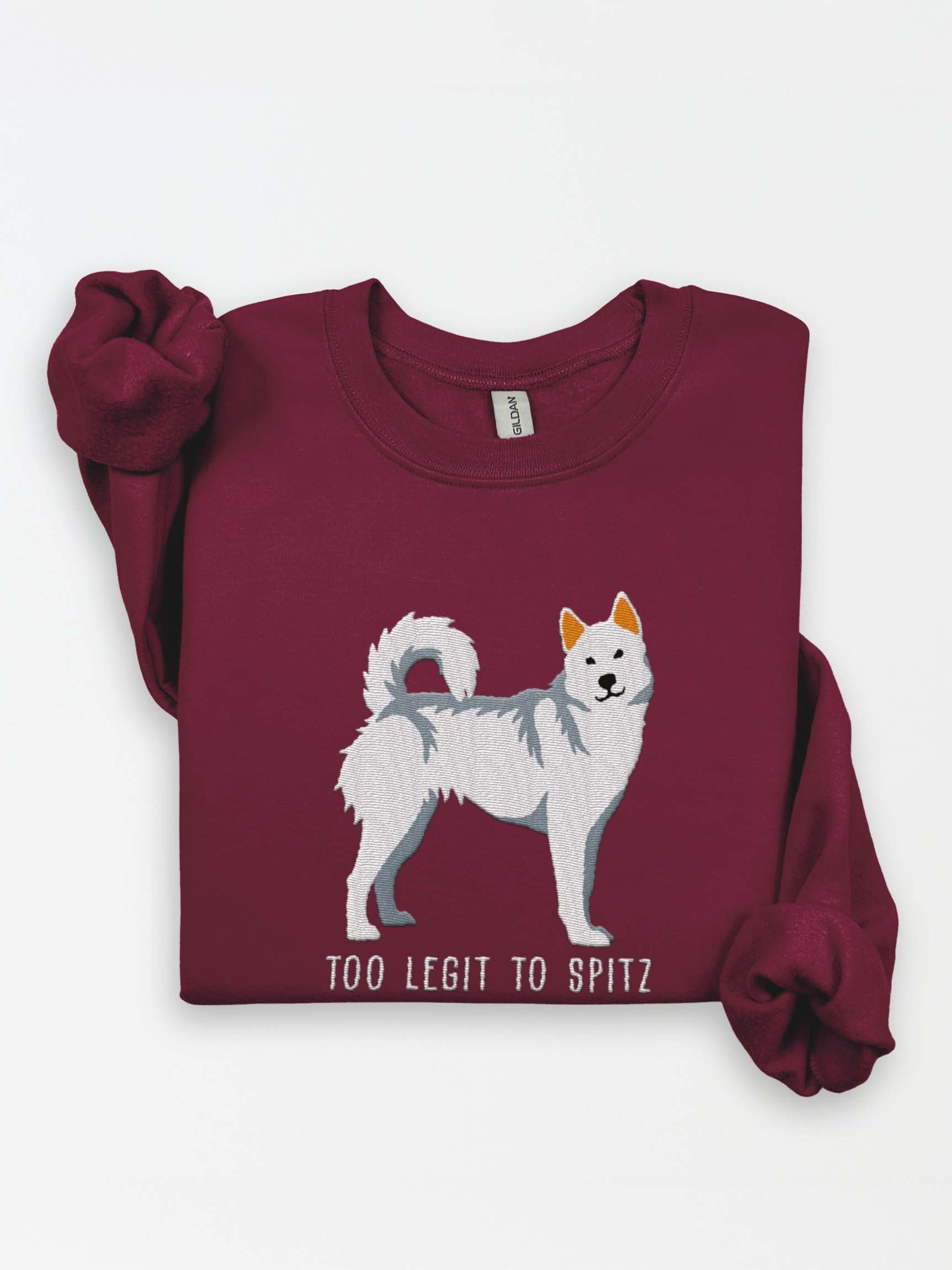 Too Legit to Spitz Sweatshirt (Embroidered) of a Siberian Husky(White) product image (1)