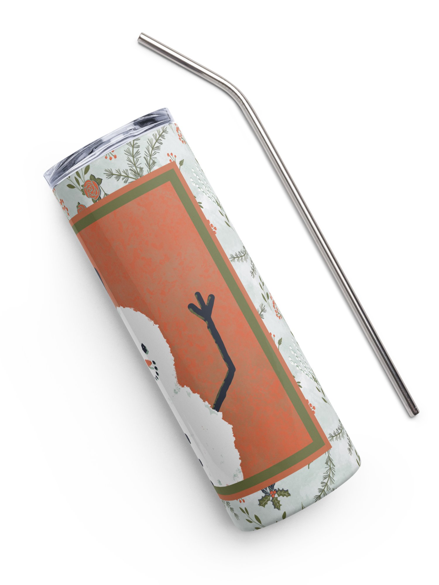 “Snowman Hello” 20-Ounce Stainless Steel Tumbler with Straw product image (5)