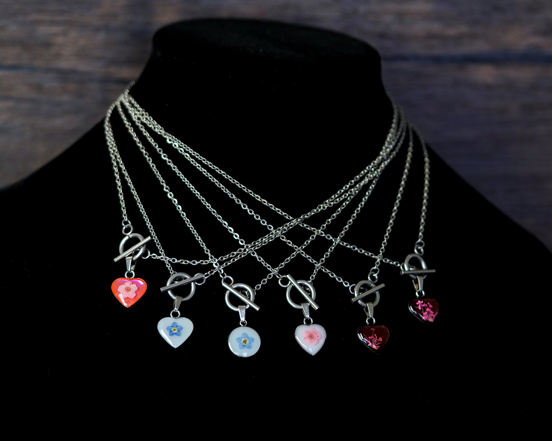 Blue Forget-Me-Not Heart Necklace product image (4)