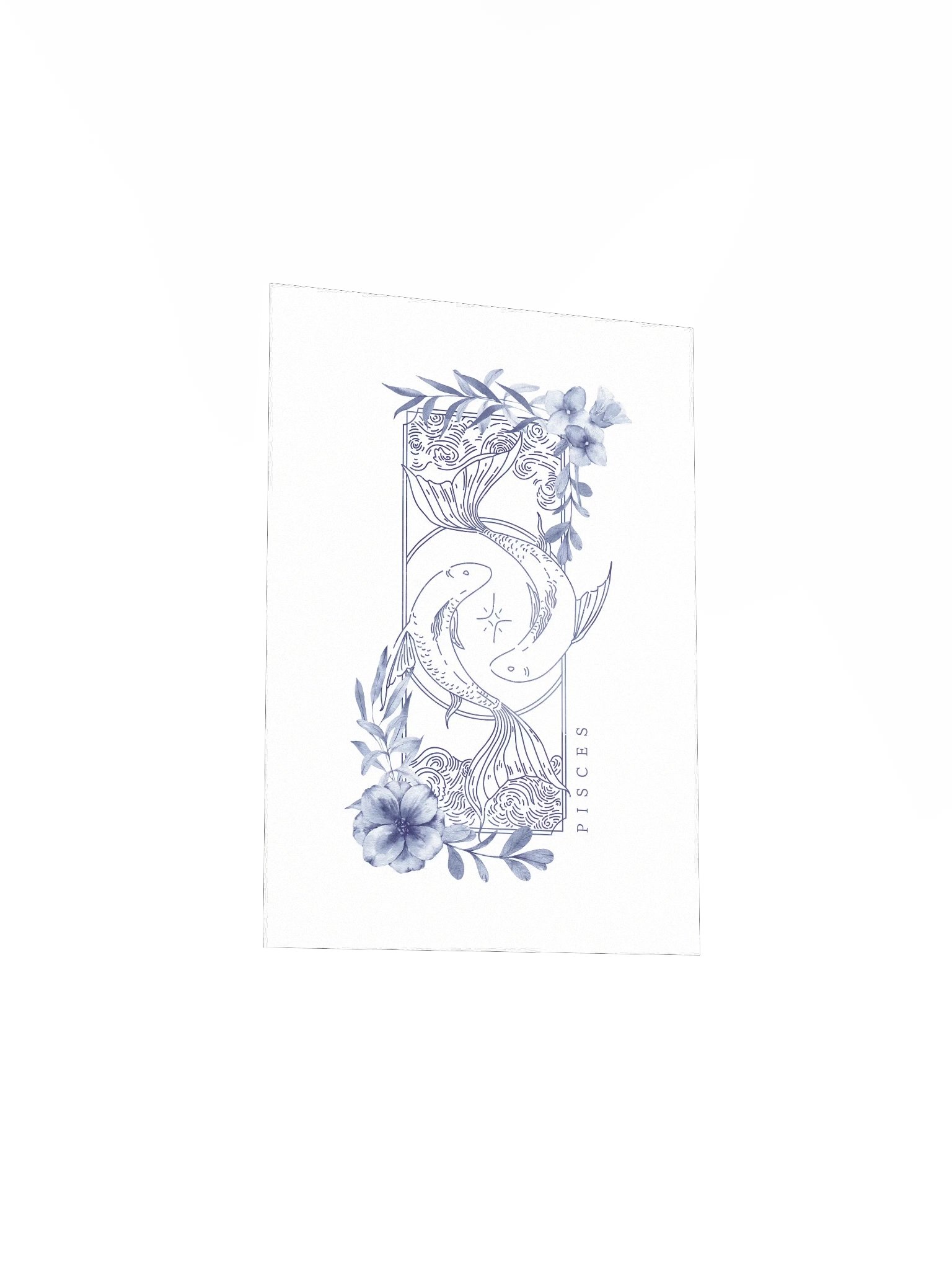 Pisces Blue Line Art Zodiac Print product image (5)