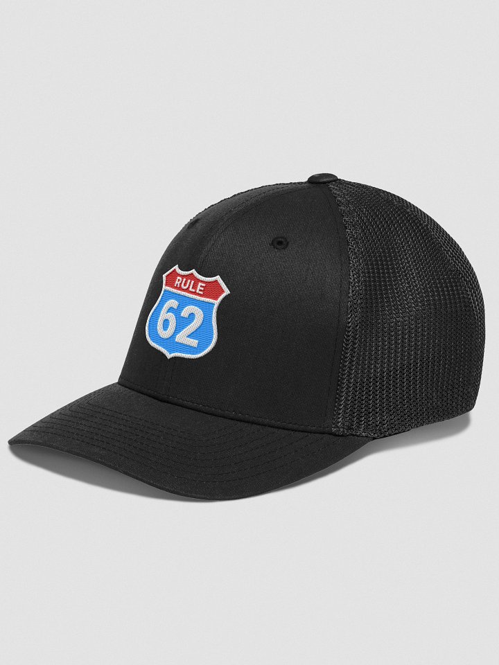 Rule 62 Sobriety & Recovery Trucker Hat | Red and Blue Color Design product image (2)
