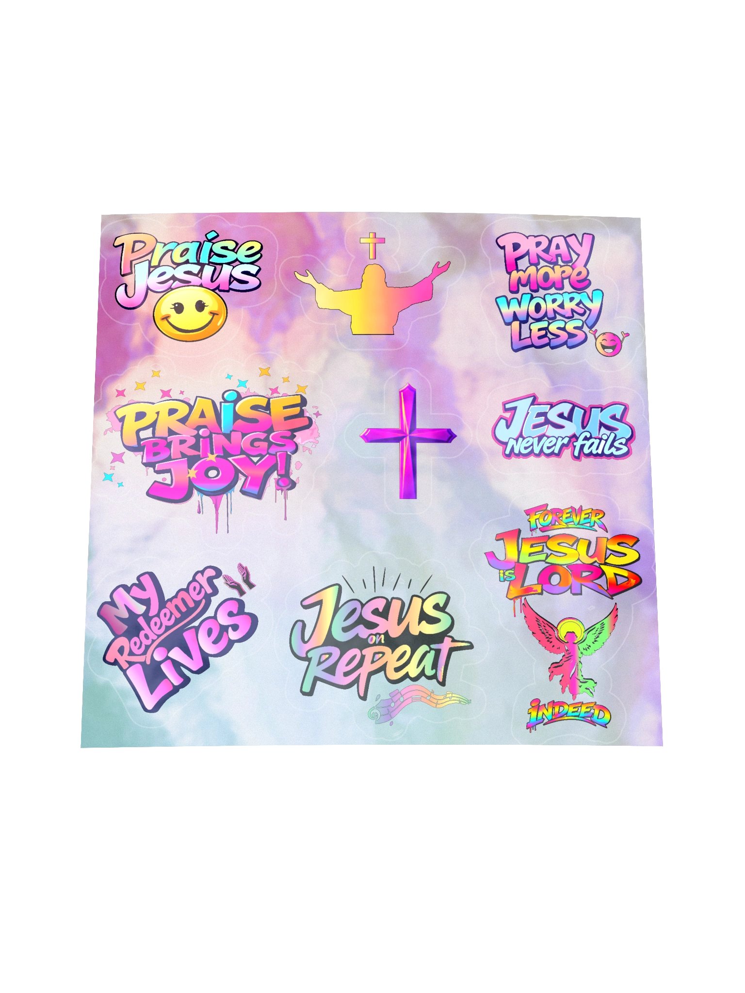 Praise Brings Joy Holographic Sticker Sheet product image (1)