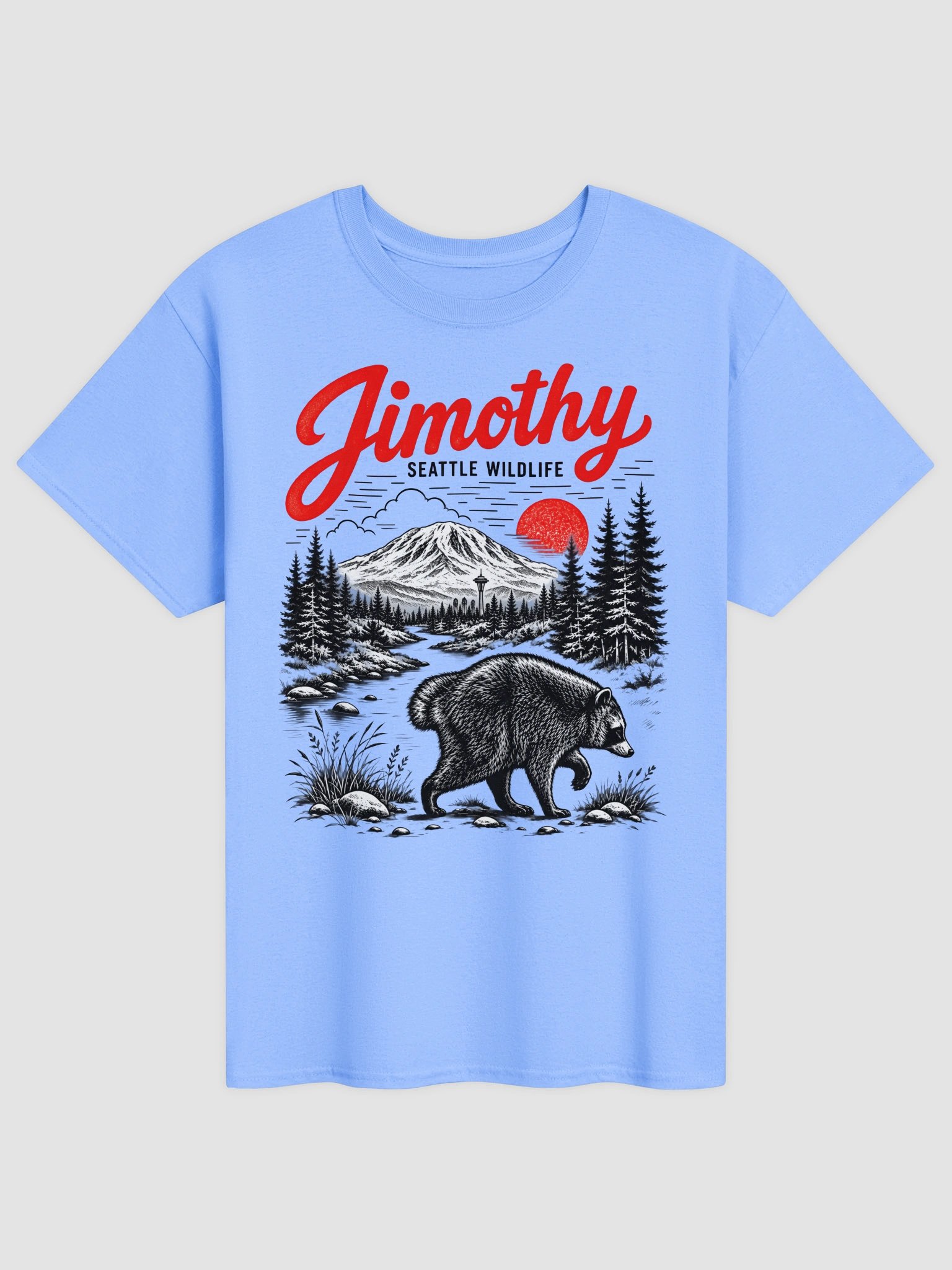 Jimothy Seattle Wildlife Raccoon Light Blue Shirt product image (1)