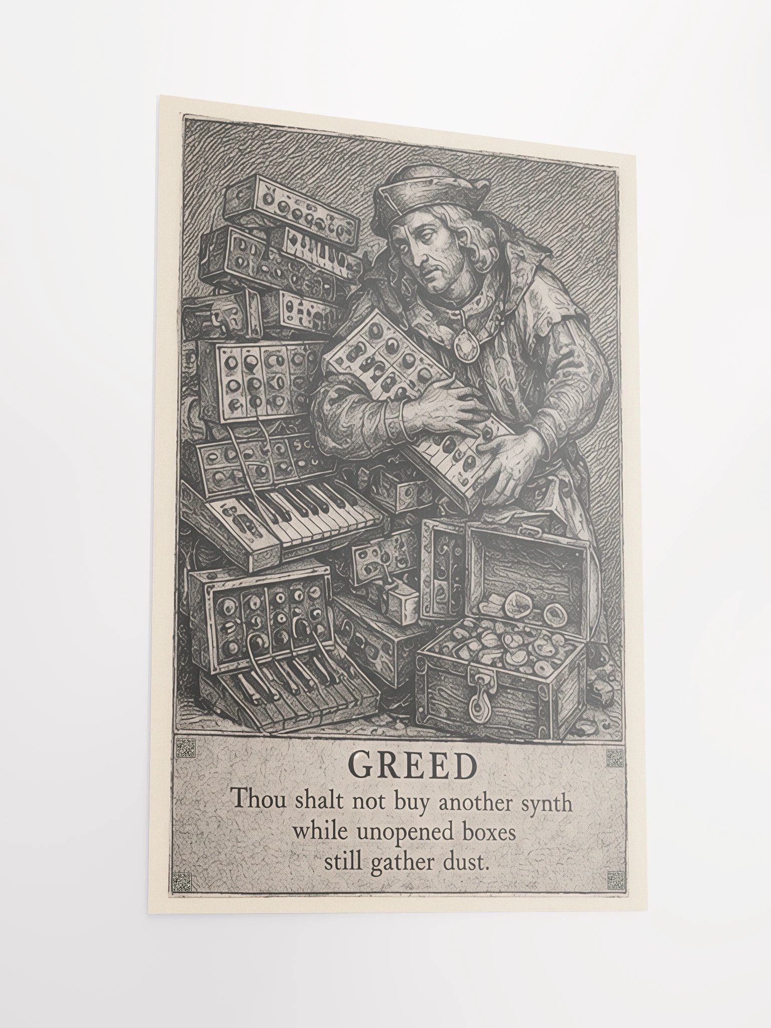 Greed, from THE SEVEN HERESIES OF SYNTHESIS, by Frank Fonik, Techno EDM Matte Paper Poster product image (1)