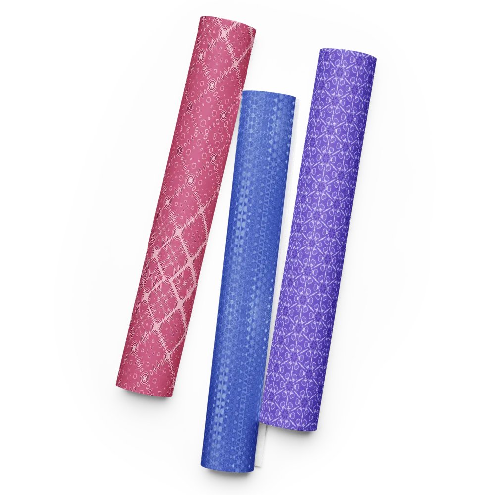 Wrapping Paper Set of 3 Pink Purple Blue product image (1)