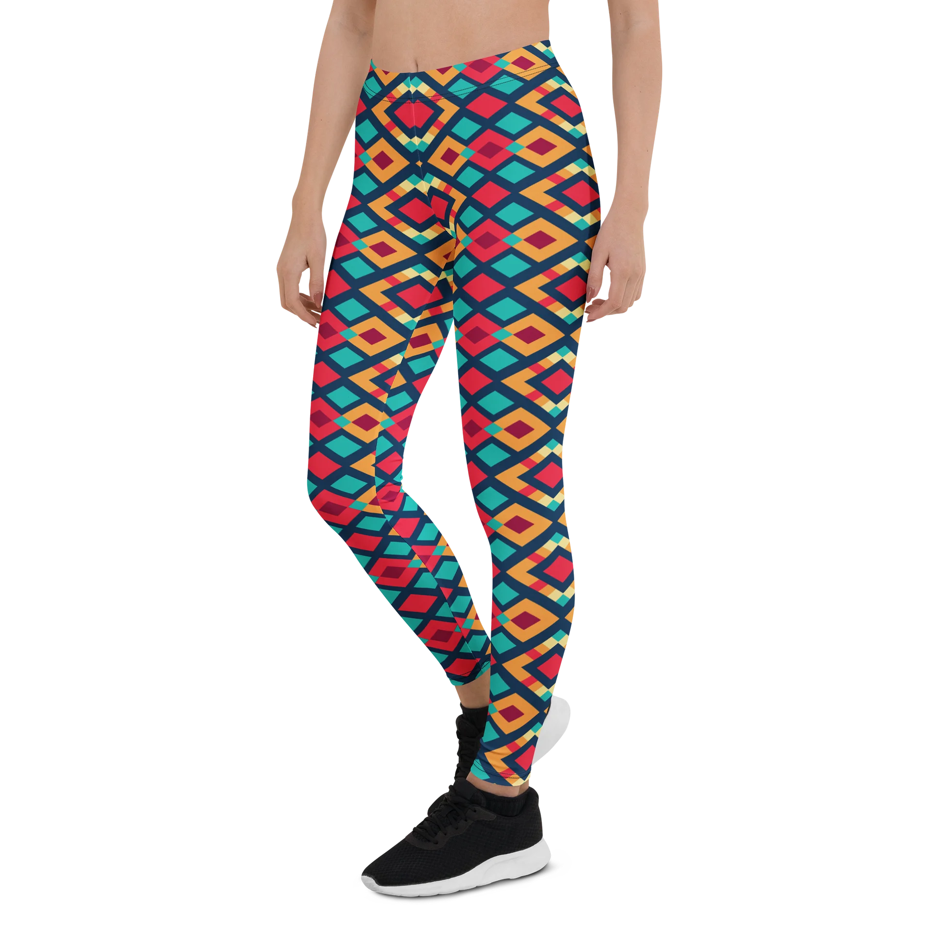 Comfortable Leggings with Colorful Geometric Triangles product image (3)