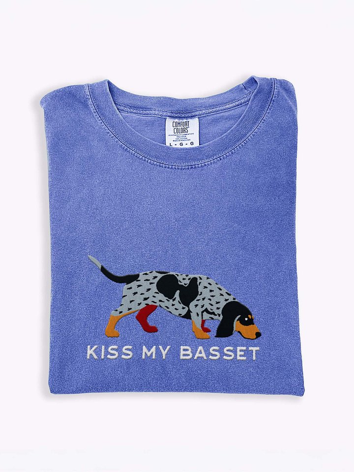 Kiss My Basset T-Shirt(Embroidered) of a Basset Bleu de Gascogne(Bluetick) product image (1)