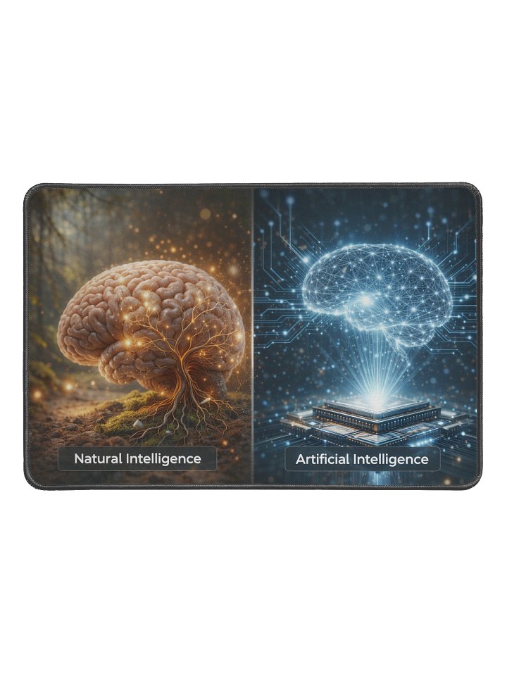 Natural & Artificial Intelligence Desk Mat – Where Mind Meets Machine product image (1)