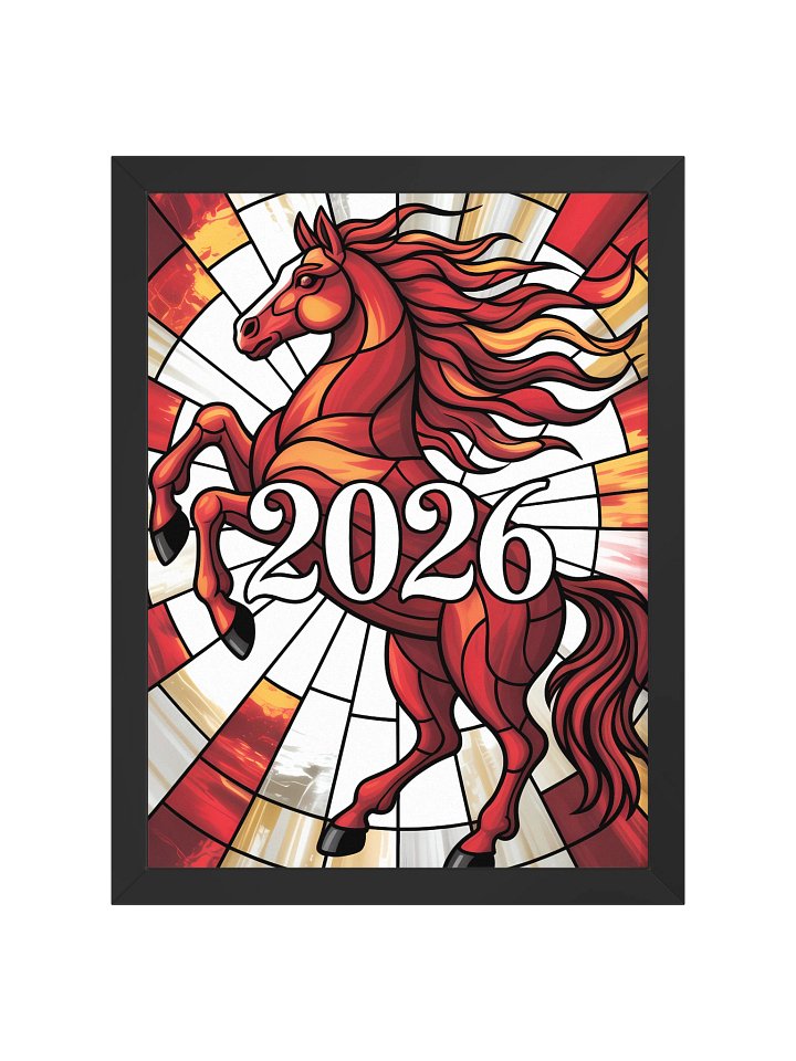 Year of The Fire Horse Framed Print in Stained Glass Style product image (2)