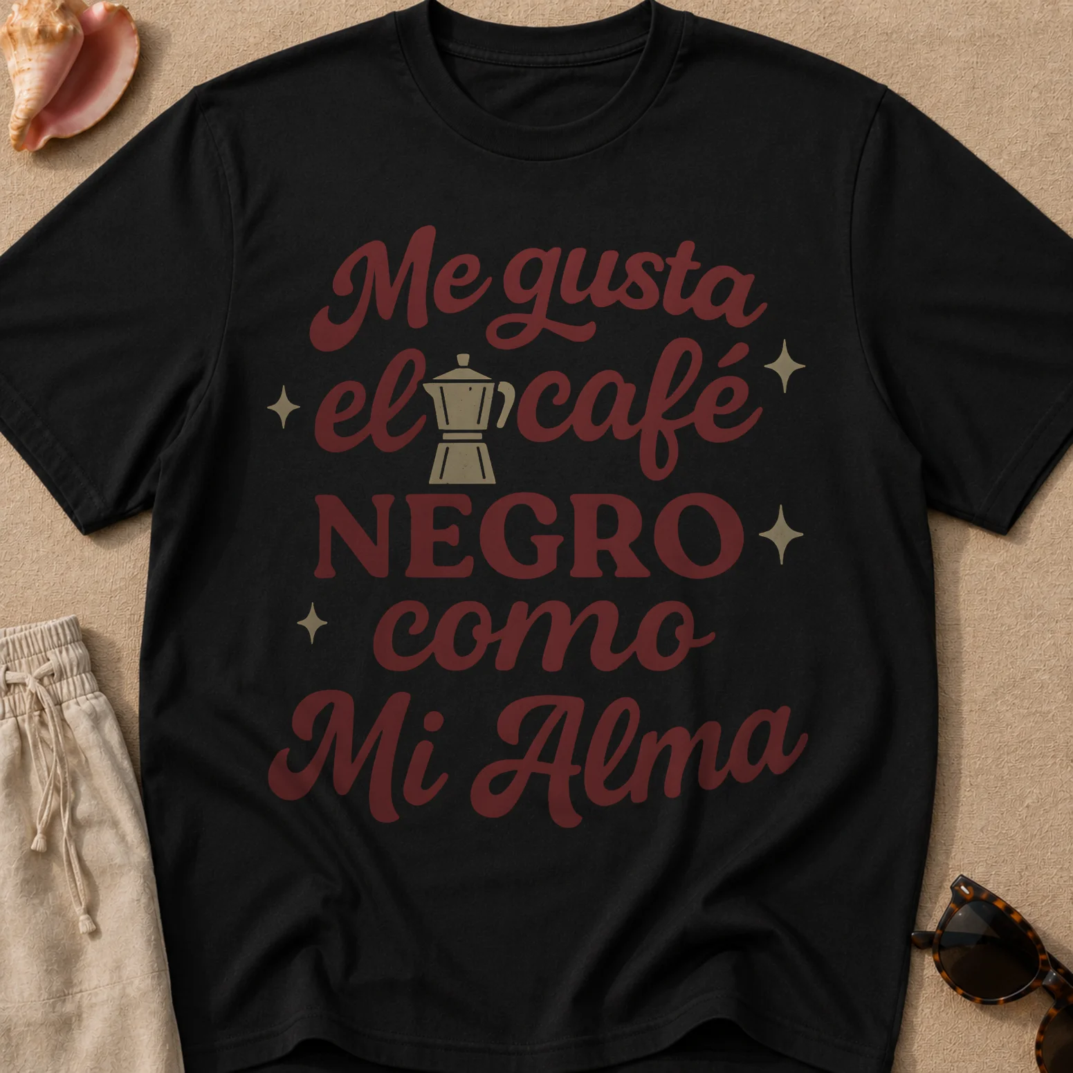 Me Gusta el Café Negro Como Mi Alma Camiseta Unisex product image (1)