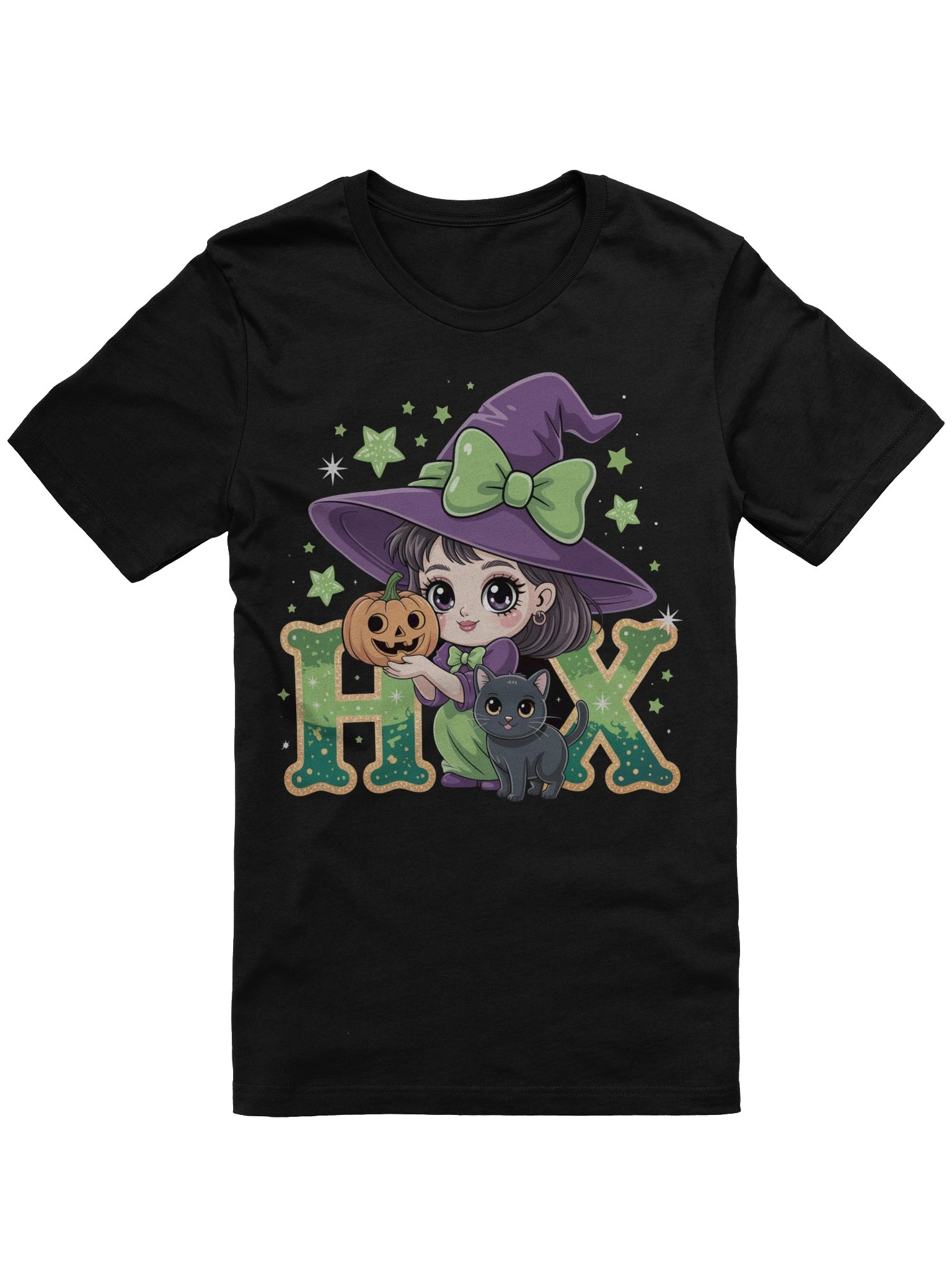 Cute Witch and Kitty Tee product image (1)