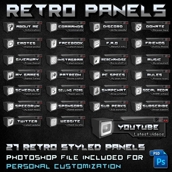 Twitch panels Retro - 27 variants included product image (2)