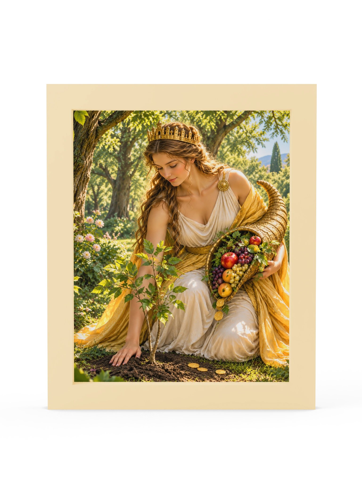 Framed Poster, Golden Goddess Nurturing the Sapling product image (1)