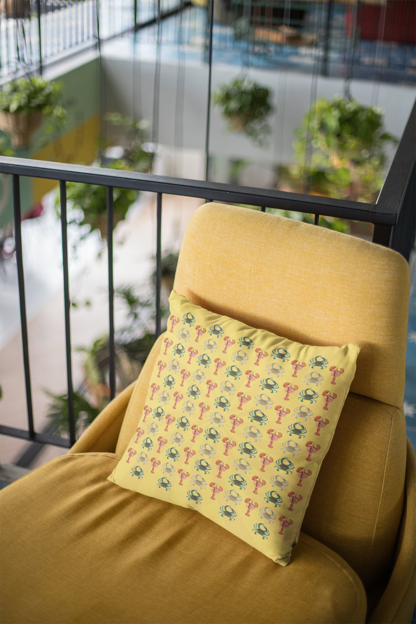 Crab and Lobster Yellow Pillow product image (1)