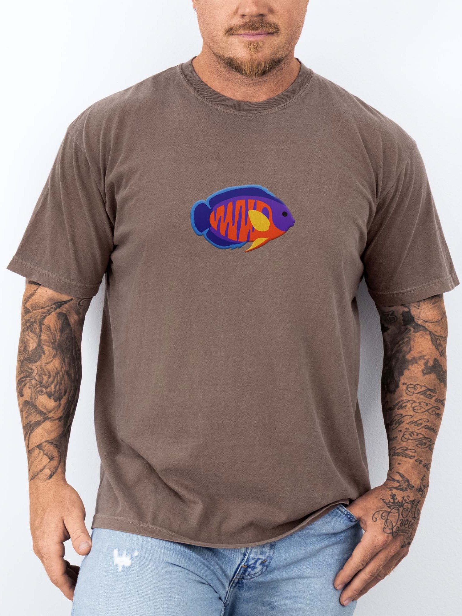 Coral Beauty Angelfish Embroidered Shirt | Centropyge bispinosa Reef Fish Tee | Saltwater Aquarium Apparel product image (2)