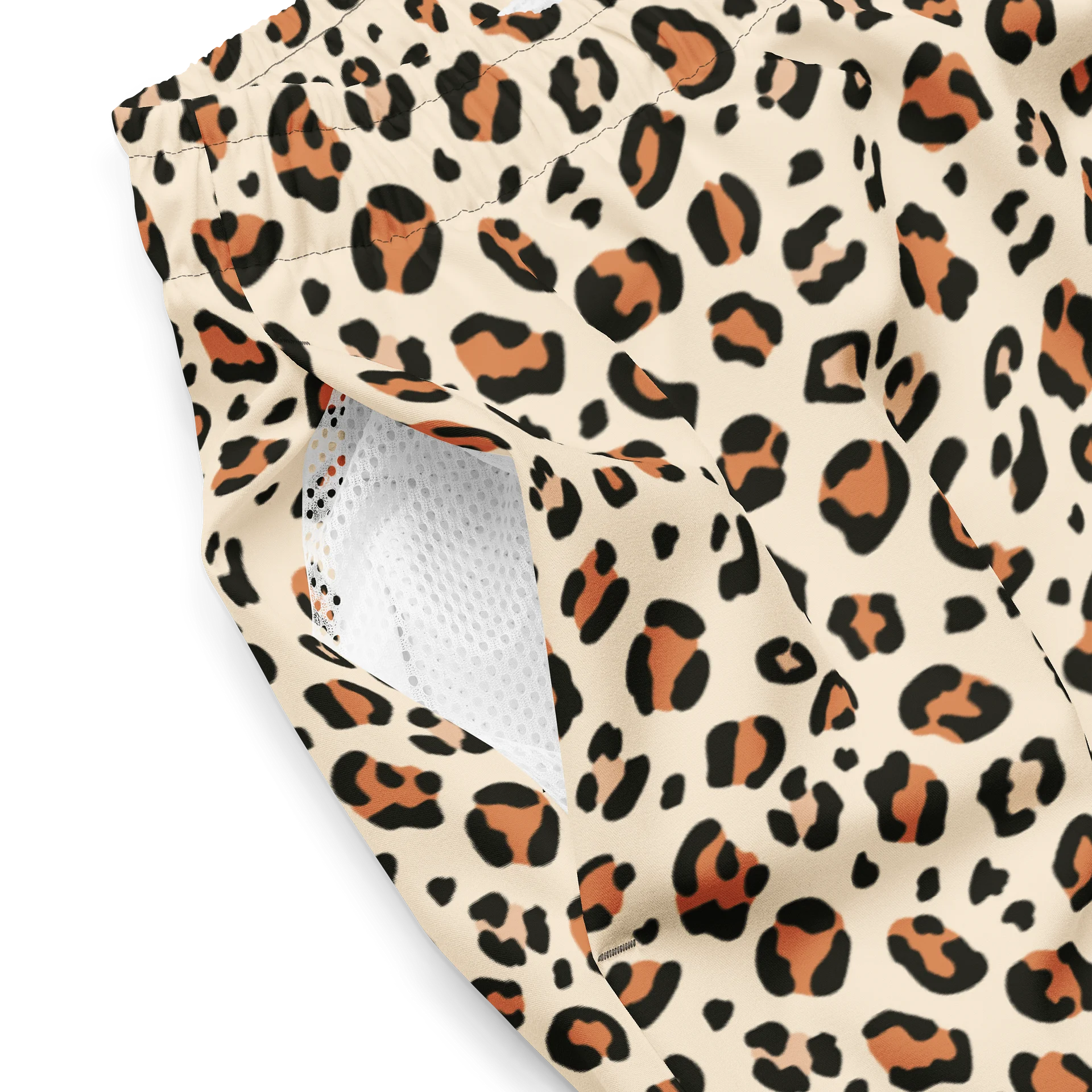 Bold Brown Leopard Skin Print Swim Trunks product image (3)