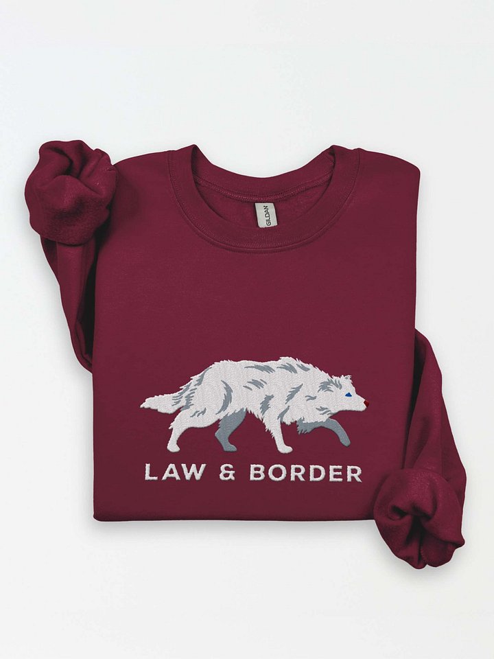 Law and Border Sweatshirt (Embroidered) of a Border Collie(White/Double Merle) product image (1)