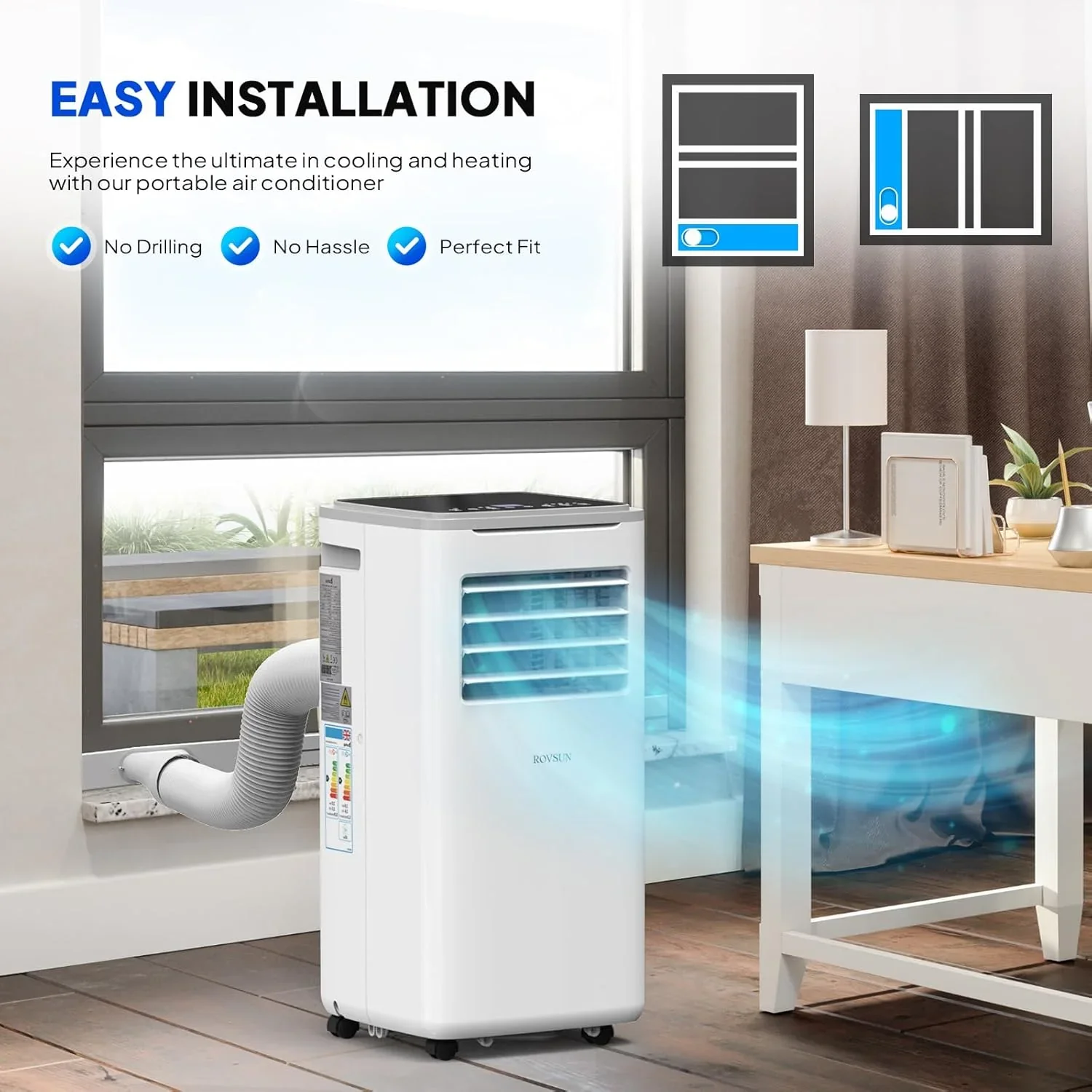 9000 BTU Portable Air Conditioner with Heating, Dehumidifier, Sleep Mode & Remote Control product image (8)