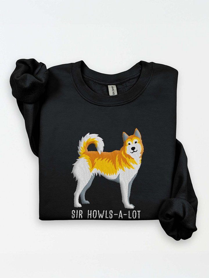 Sir Howls-A-Lot Sweatshirt (Embroidered) of a Siberian Husky(Lemon & White) product image (1)