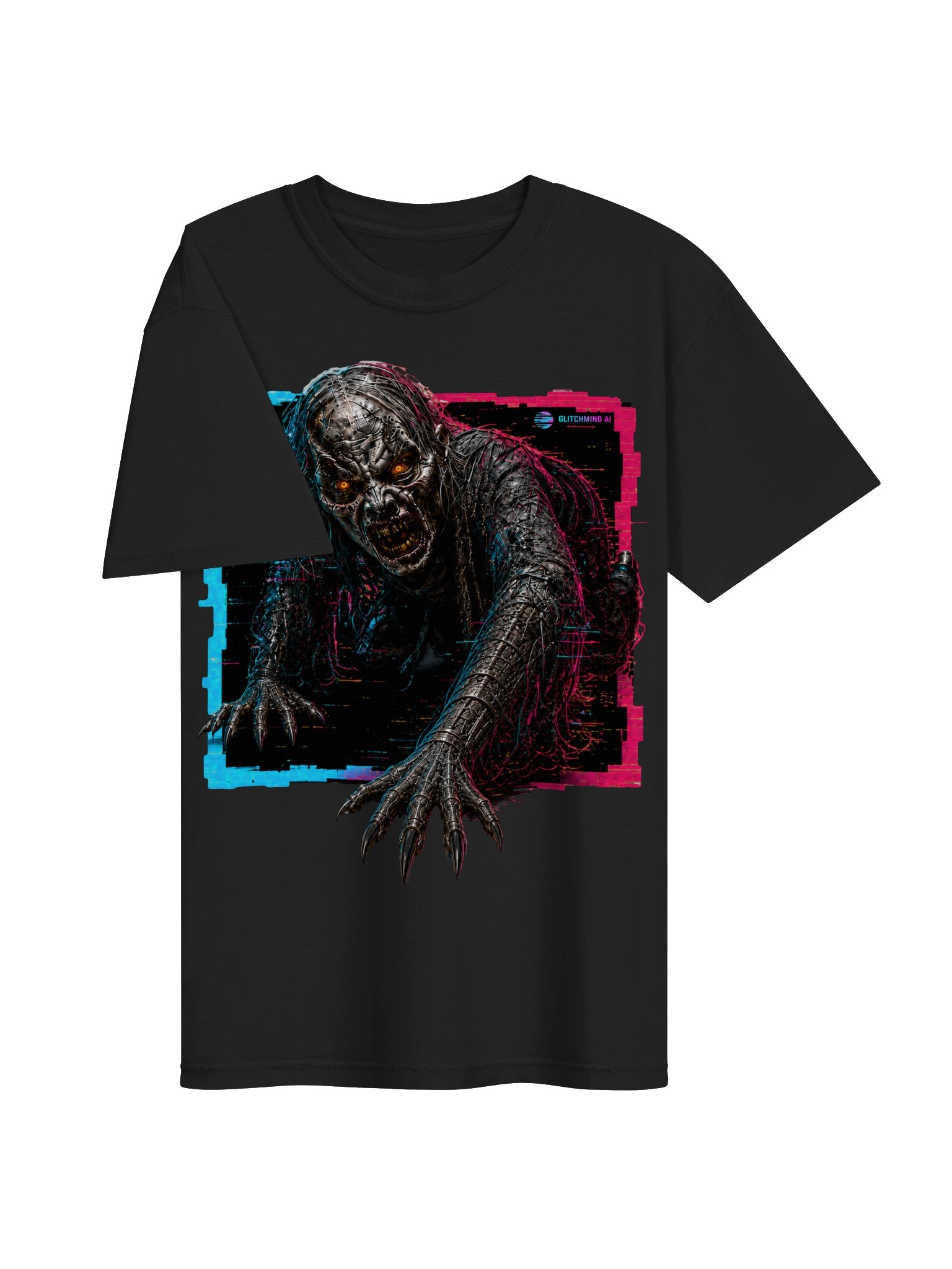 GlitchMind AI — Crawling Ghoul Back Graphic Tee product image (3)
