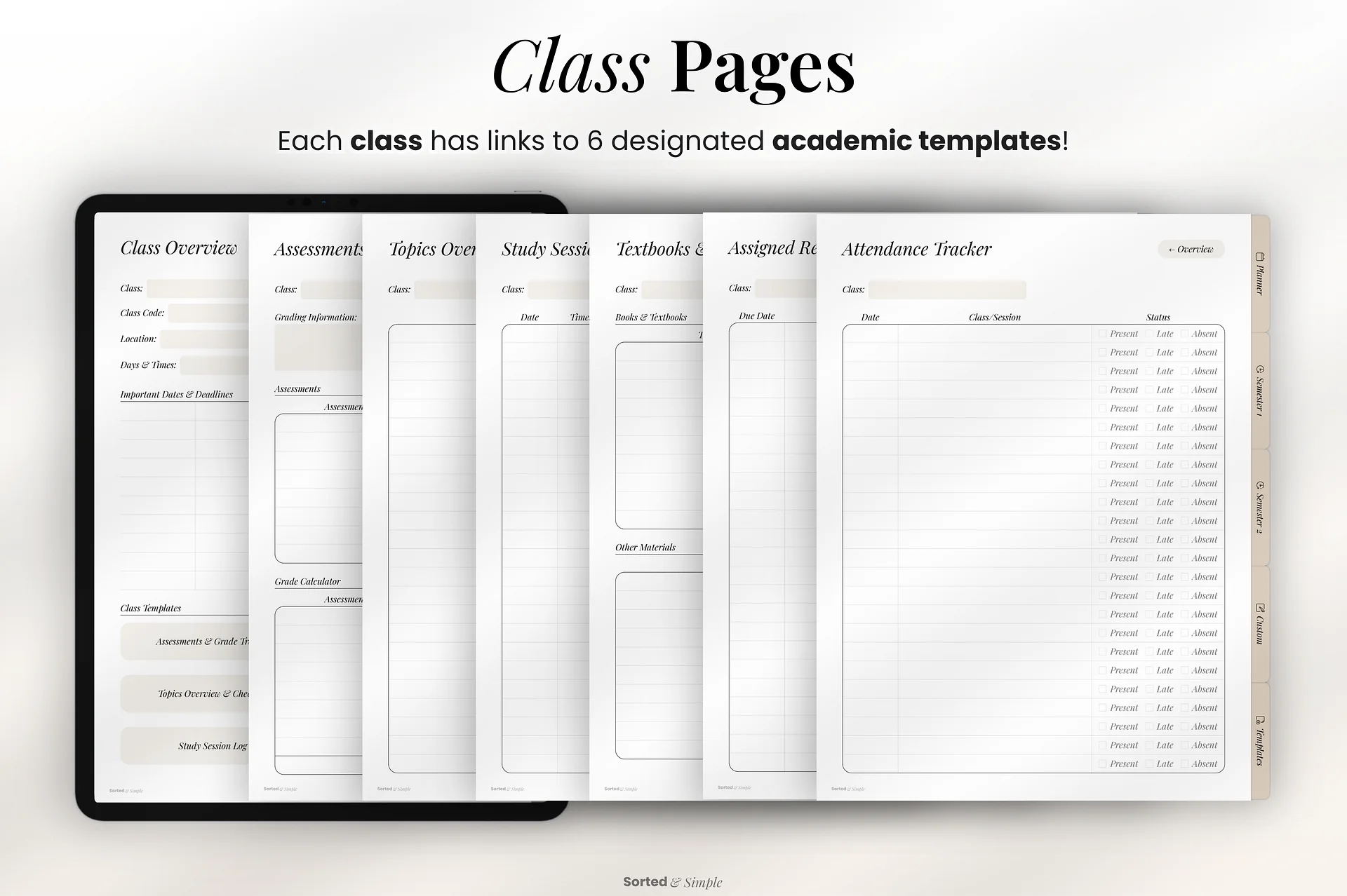 2026/2027 Mid-Year Student Digital Planner Portrait - Oat Beige product image (5)