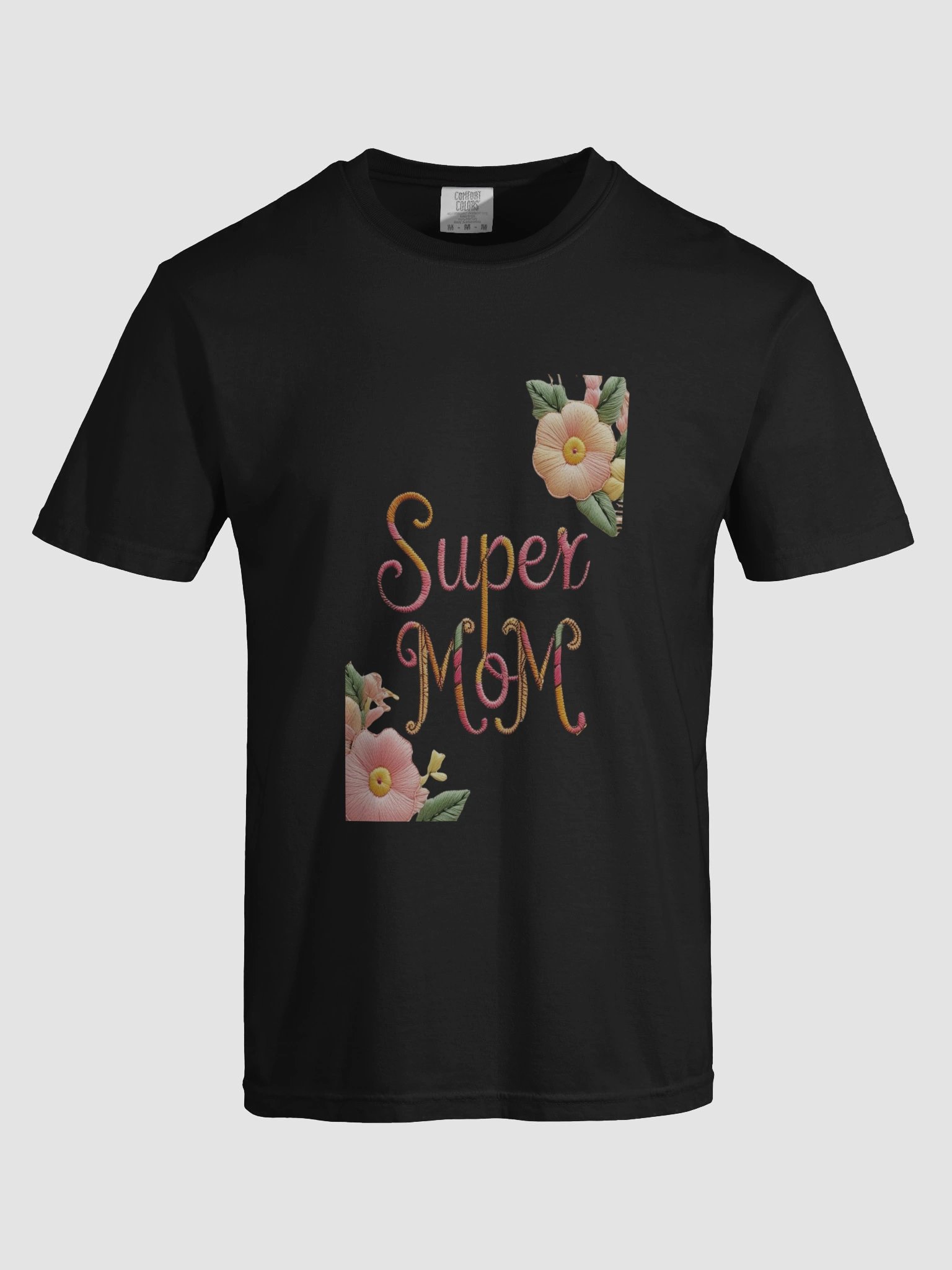 Super Mom Floral Embroidery Design Perfect Gift for Mother's Day and Celebrations T-Shirt product image (5)