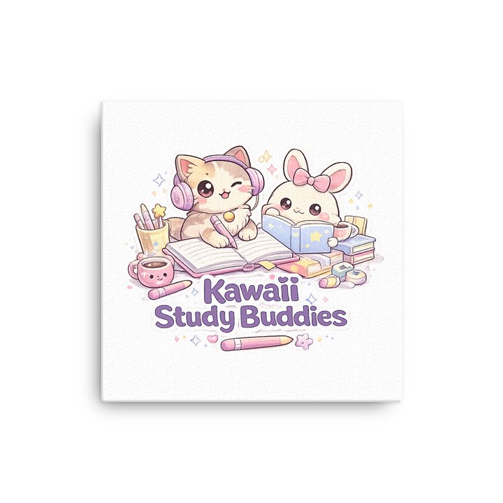 Kawaii Study Buddies Canvas Print 🐾📚💖 product image (1)