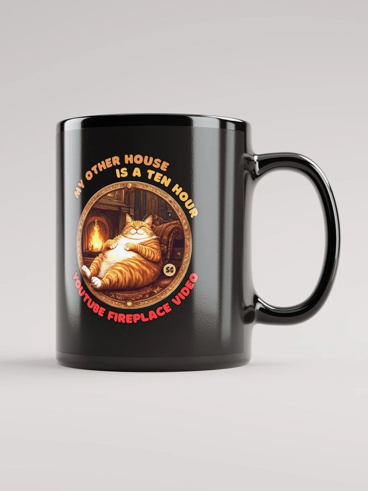 Cozy Cat - My Other House is a Ten Hour YouTube Fireplace Video | Black Glossy Mug product image (1)