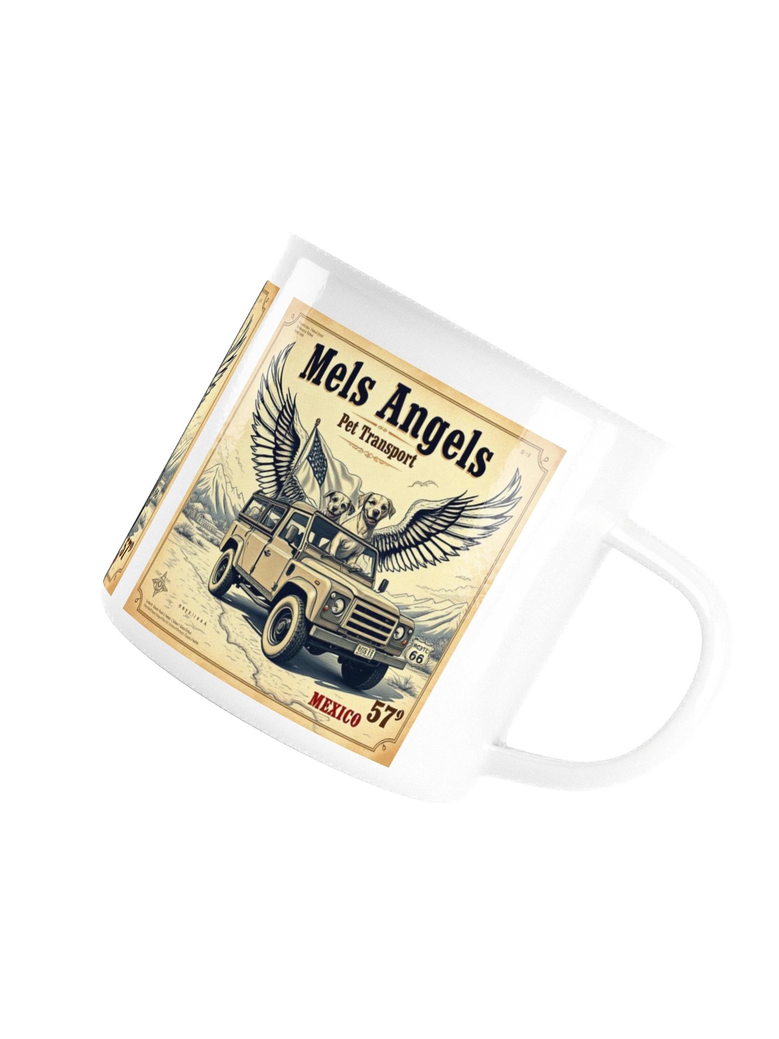 Mels Angels Pet Transport Enamel Mug | Vintage Mexico Travel Cup | Dog Lover Gift, Adventure Coffee Mug, Enamel Camp Mug product image (7)