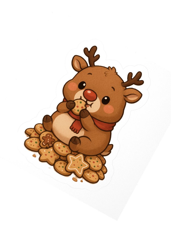 Rudolph the Cute Fat -Ass Reindeer Kiss Cut Sticker product image (4)