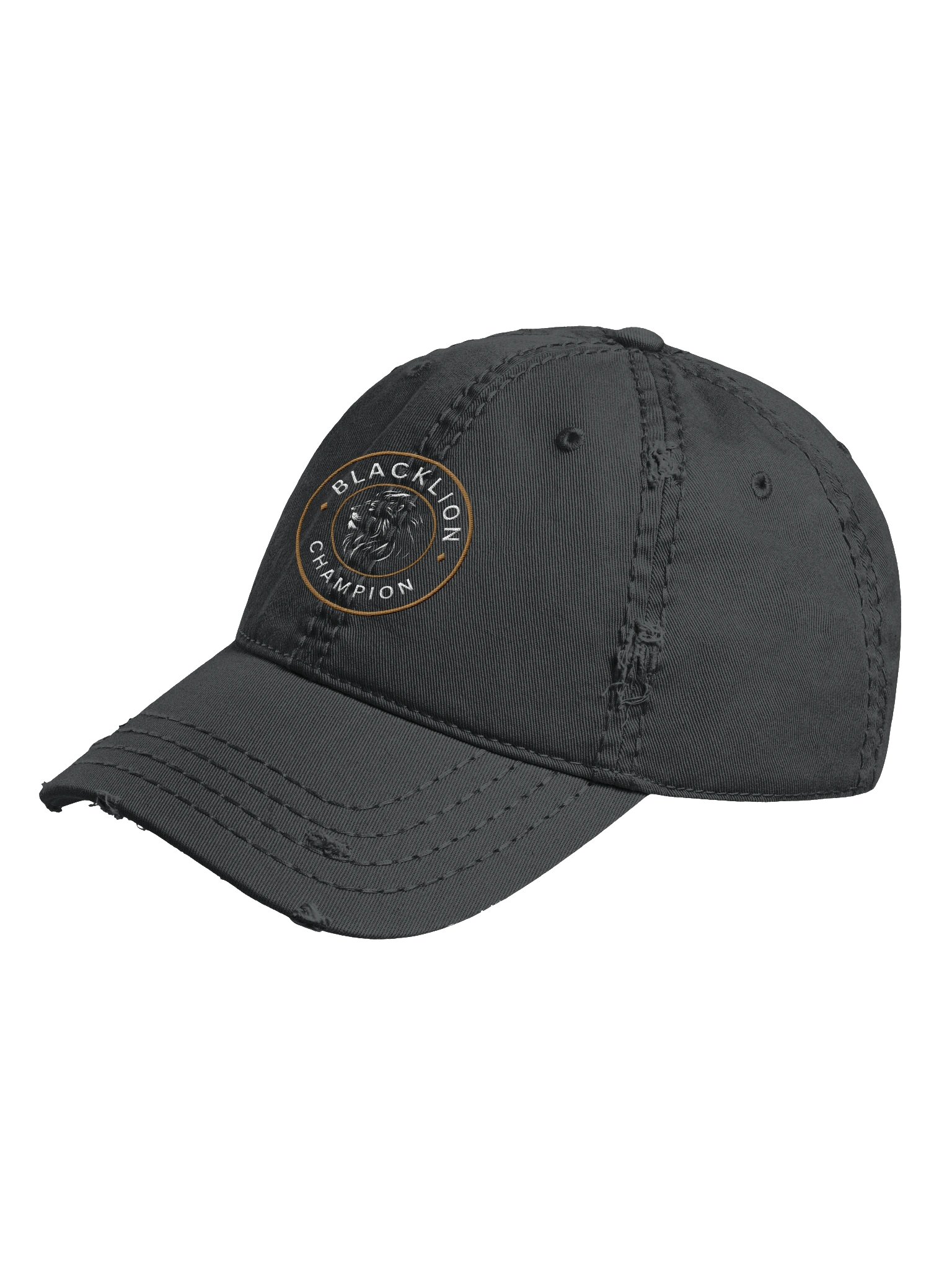 Black Lion Champion Crest Vintage Distressed Dad Hat – Embroidered Circular Cotton Cap product image (2)