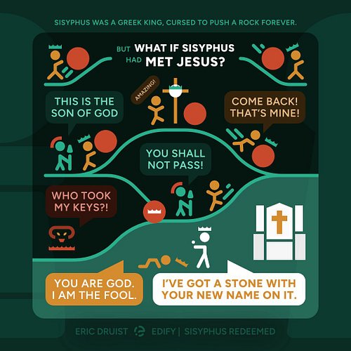 Sisyphus was a Greek king cursed to roll a rock forever.

But what if he had met Jesus?

At the cross, a Roman soldier declar...