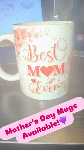 Order your Mother’s Day mugs today! We can change the design, change color add your pictures.  Add some flowers on top or som...