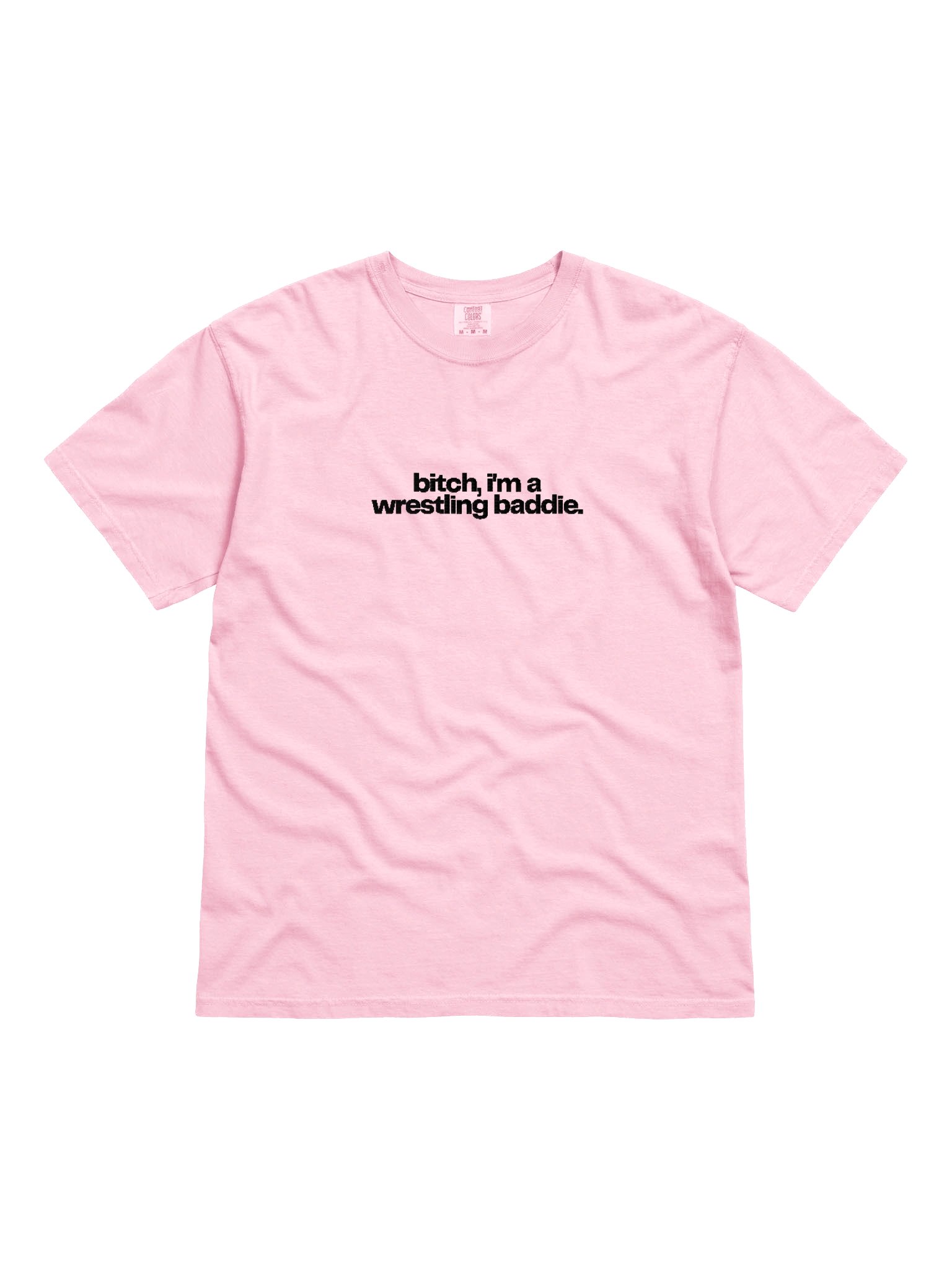 bitch, i'm a wrestling baddie embroidered short sleeved t-shirt (black font) product image (37)