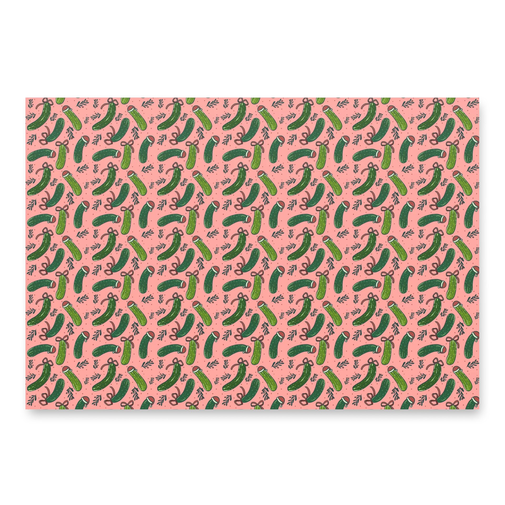 Funny Christmas Pickles Pattern Wrapping Paper Multicolour, 3 Pack product image (5)