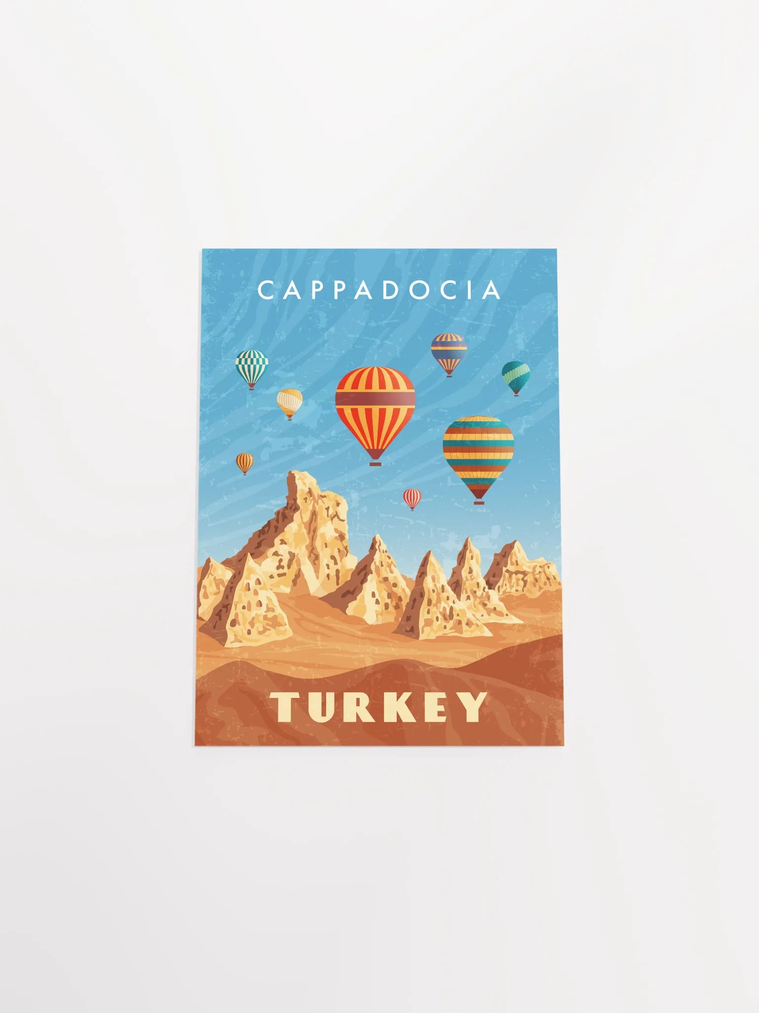 Turkey, Cappadocia — Retro travel minimalist poster, retro travel art, retro travel wall art, vector art product image (9)