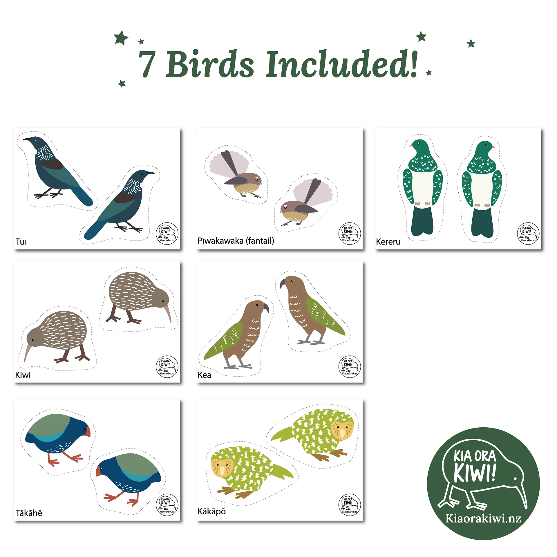 New Zealand Bird Paper Squishy | PDF Pattern Template | Kiwiana Craft | DIY Fidget product image (2)