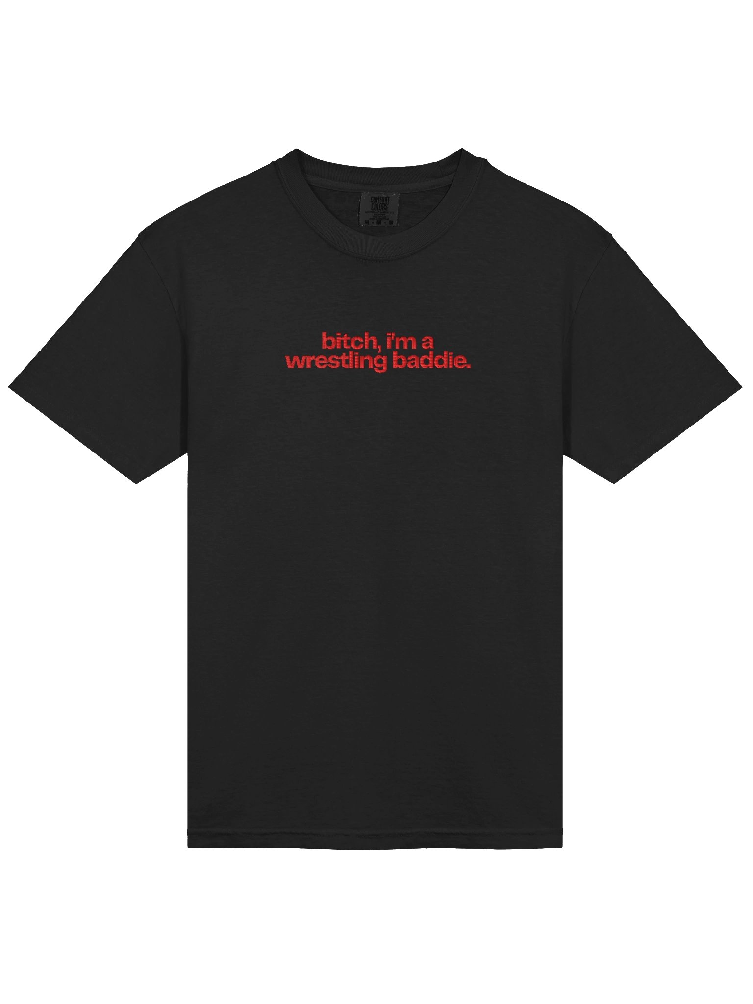 bitch, i'm a wrestling baddie embroidered short sleeved t-shirt (red font) product image (11)