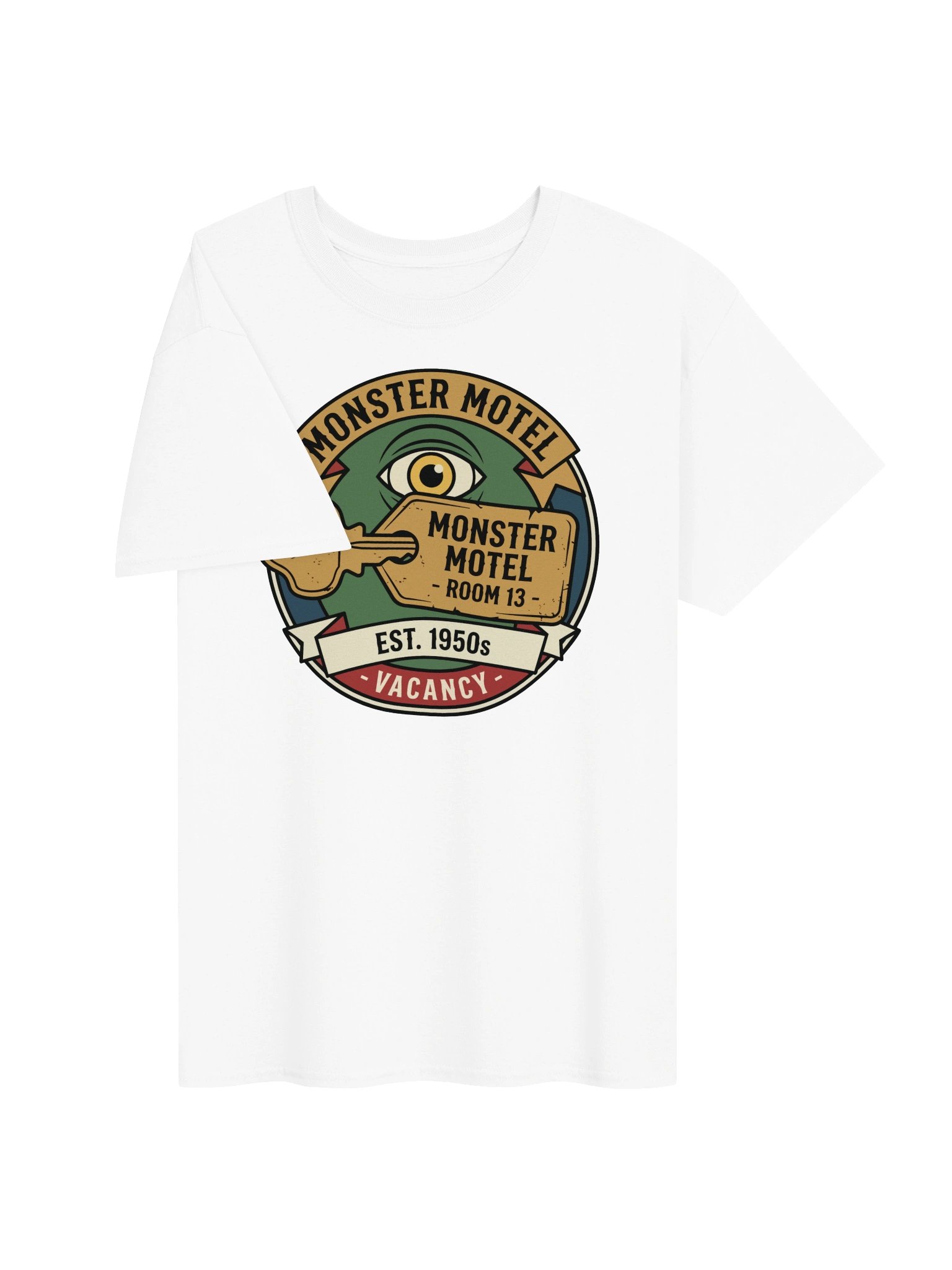 Monster Motel – Vintage Horror Badge T-Shirt product image (3)
