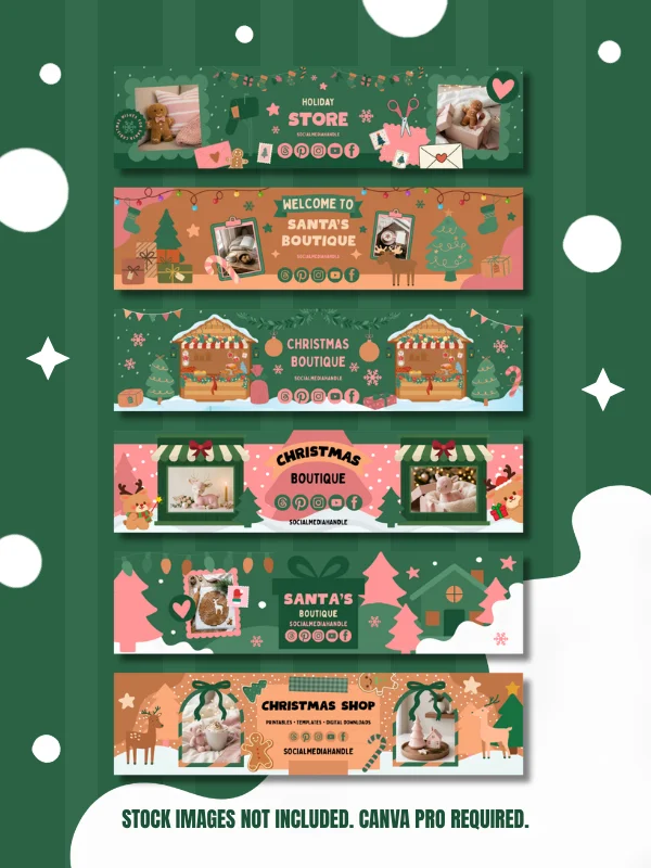 Cute Coquette Christmas Etsy Banners Templates (Canva) product image (2)