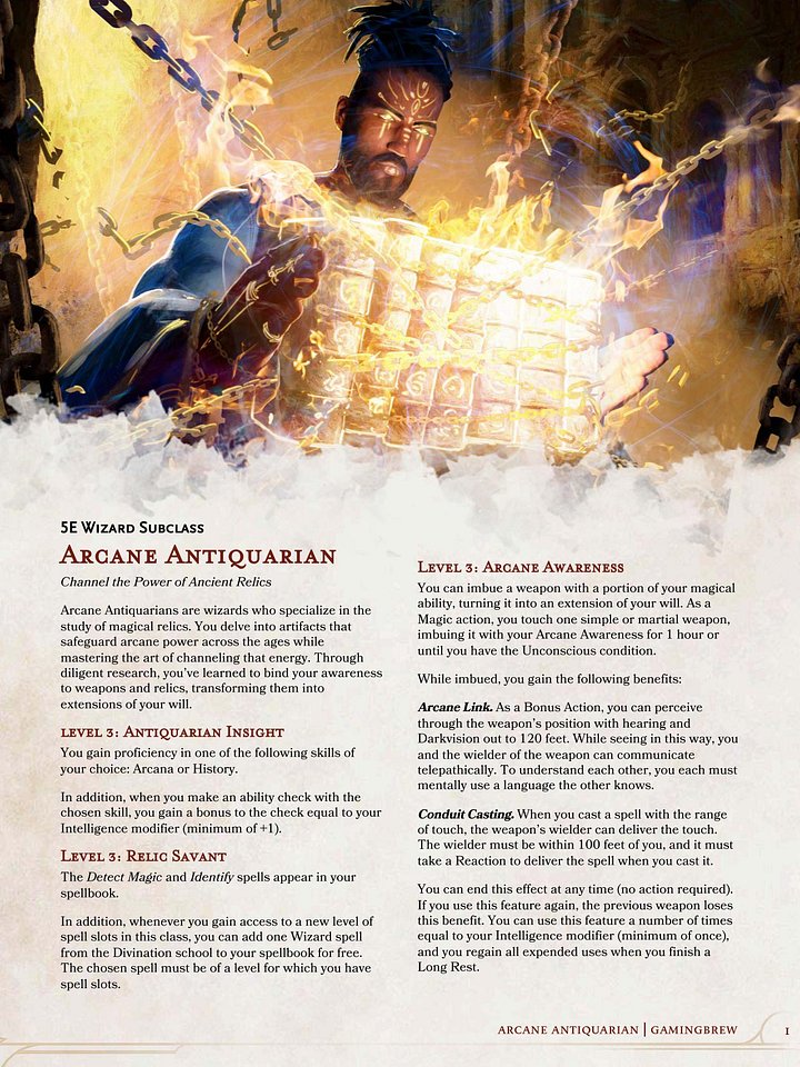 Arcane Antiquarian | 5.5E Wizard Subclass product image (2)
