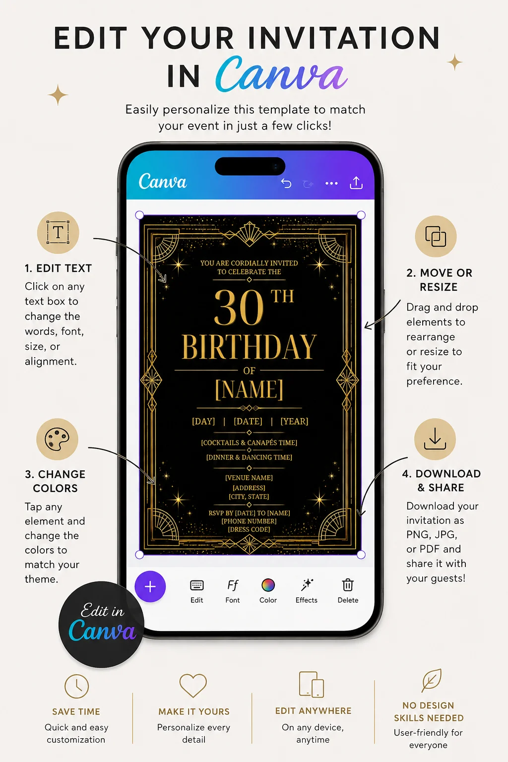 Luxury Gold 30th Birthday Invitation product image (5)